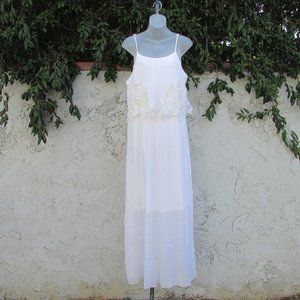 J Lee white rayon blend gauze maxi dress L
